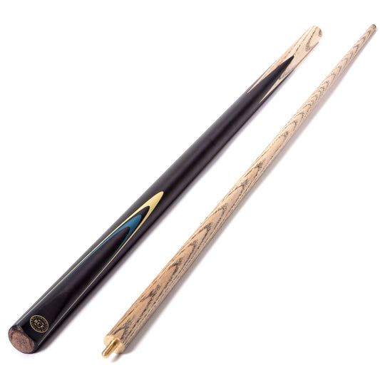 BCE Protege Series - 1 - 2 Piece Snooker/Pool Cue - 9.5mm Tip - 145cm - Black/Natural/Blue