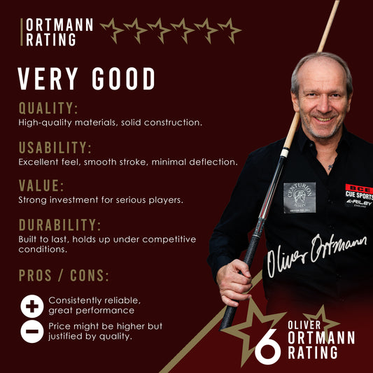 Riley Centurion American Pool Cue - Red - 13mm Tip and Leatherette Grip Section - 147cm