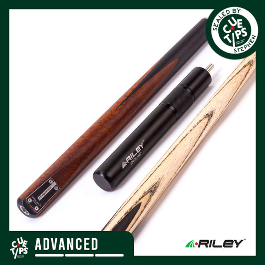 Riley Elegance - 3 Piece Snooker Cue - 3/4 Cut Cue - Layered Ebonised Black Wood Butt - 9.5mm Laminated Tip - 145cm - Black/ Natural Snake Wood 360˚ Splicing