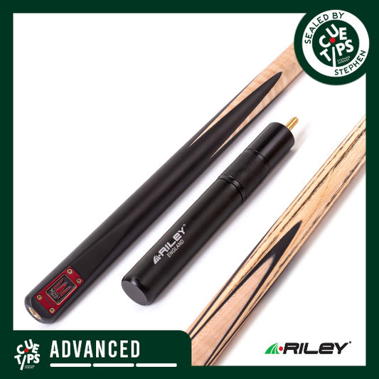 Riley Royal Series - 1 - 3 Piece Snooker Cue - 3/4 Cut - Layered Ebonised Black Wood Butt - 9.5mm Tip - 145cm - Black/ Natural Birds Eye Maple Wood
