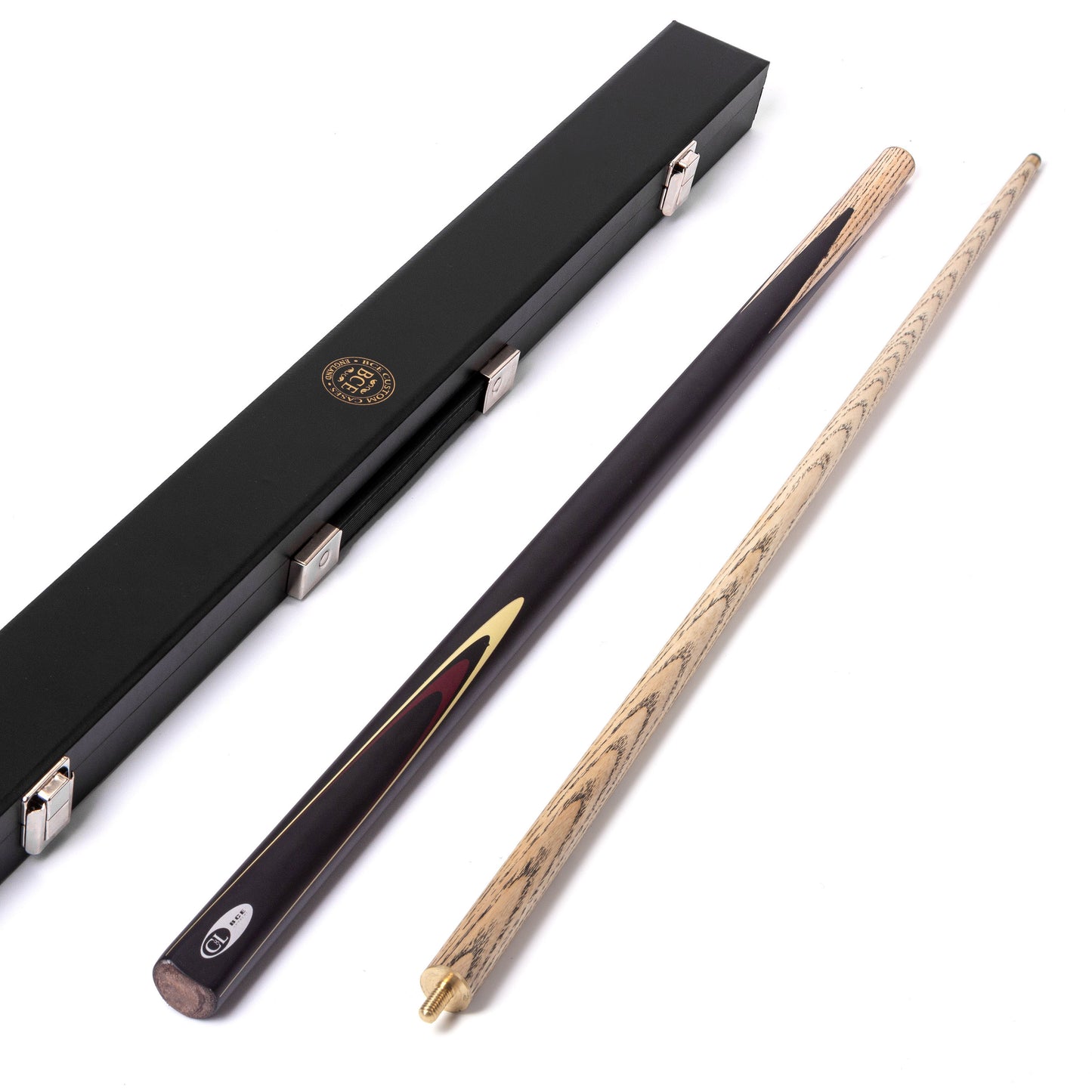 BCE Protege Series Christophe Lambert  - 1 - 2 Piece Snooker/Pool Cue - 9.5mm Tip - 145cm - Black/Natural/Burgundy