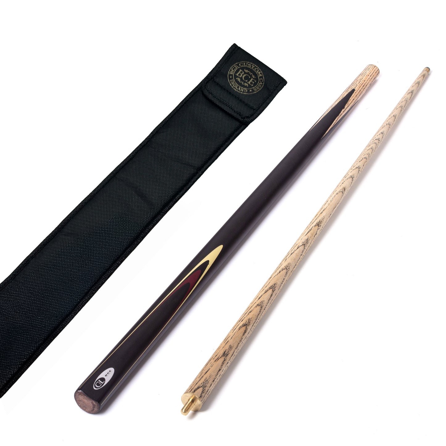BCE Protege Series Christophe Lambert  - 1 - 2 Piece Snooker/Pool Cue - 9.5mm Tip - 145cm - Black/Natural/Burgundy