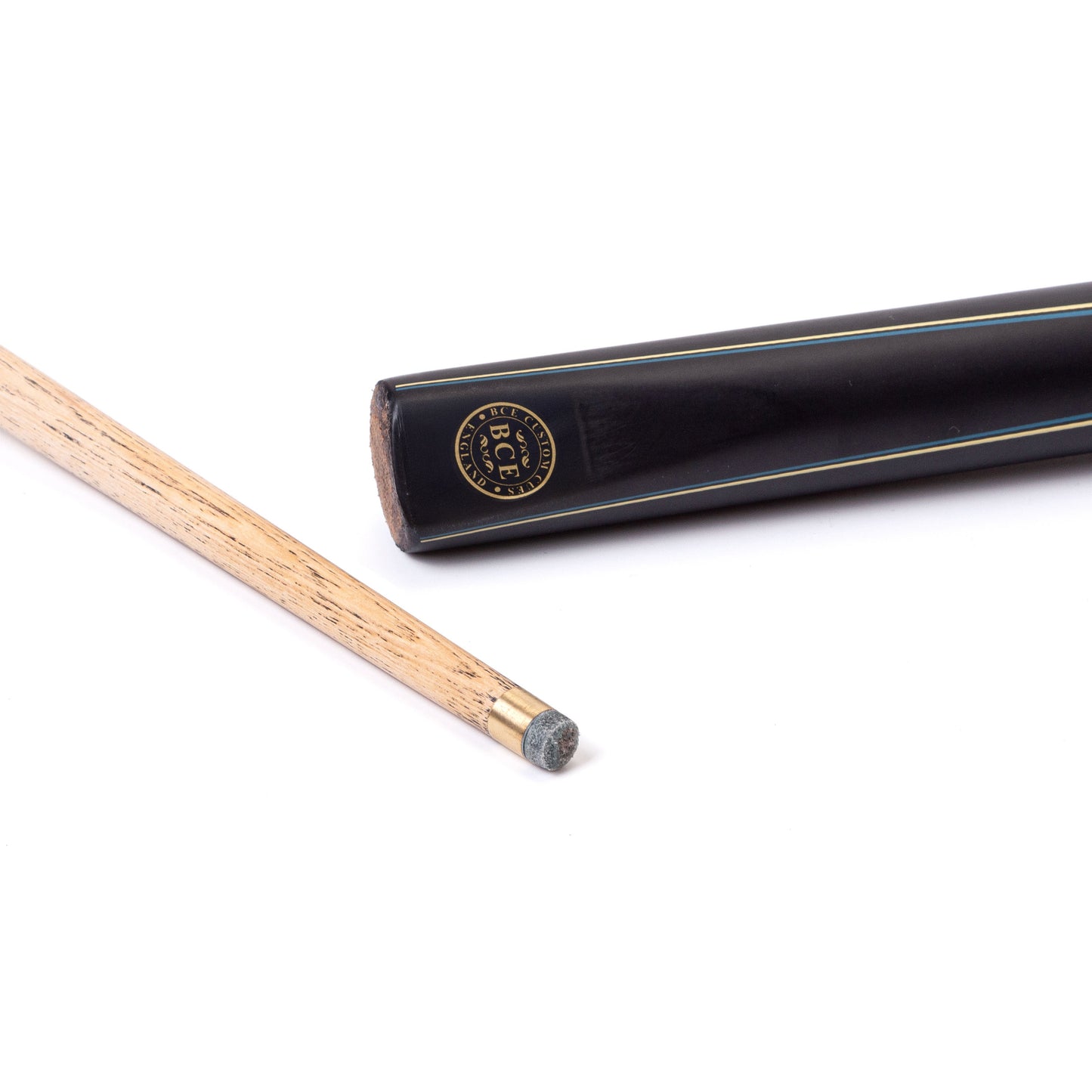 BCE Protege Series - 1 - 2 Piece Snooker/Pool Cue - 9.5mm Tip - 145cm - Black/Natural/Blue