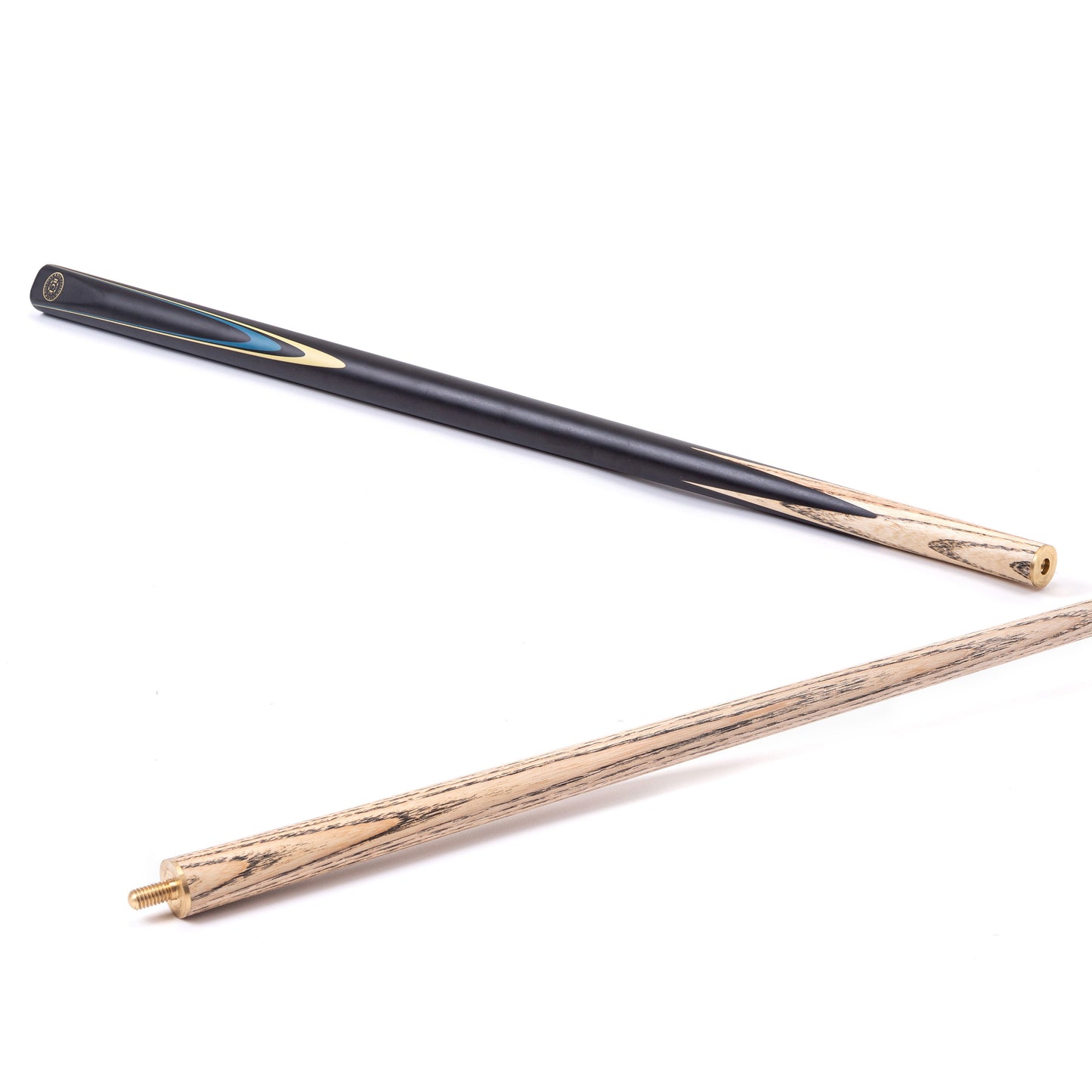 BCE Protege Series - 1 - 2 Piece Snooker/Pool Cue - 9.5mm Tip - 145cm - Black/Natural/Blue