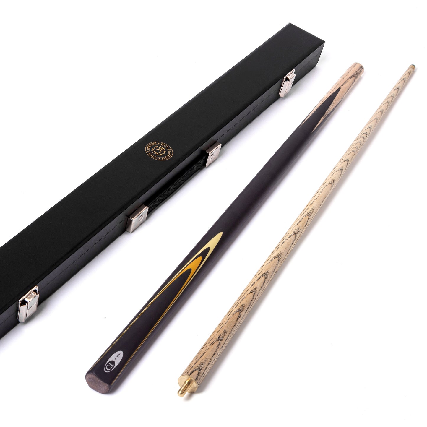 BCE Protege Series Christophe Lambert - 2 - 2 Piece Snooker/Pool Cue - 9.5mm Tip - 145cm - Black/Natural/Yellow