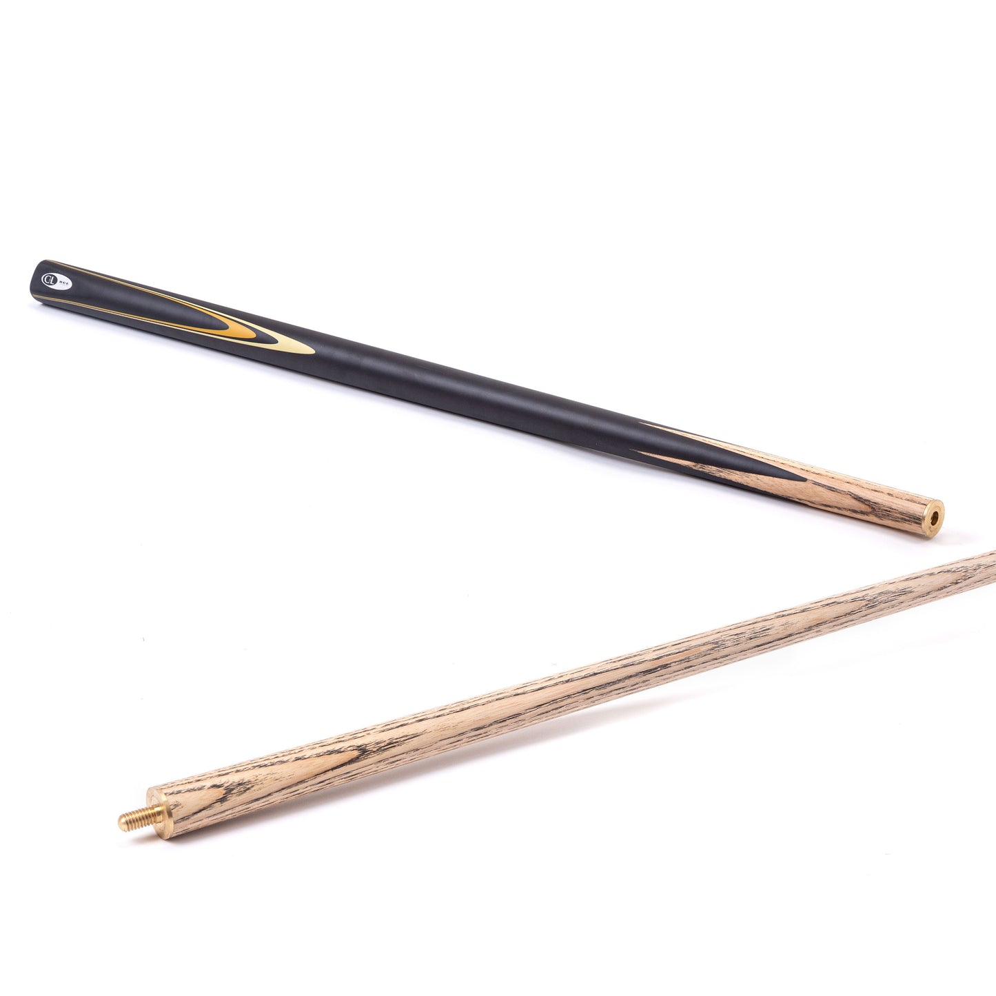 BCE Protege Series Christophe Lambert - 2 - 2 Piece Snooker/Pool Cue - 9.5mm Tip - 145cm - Black/Natural/Yellow