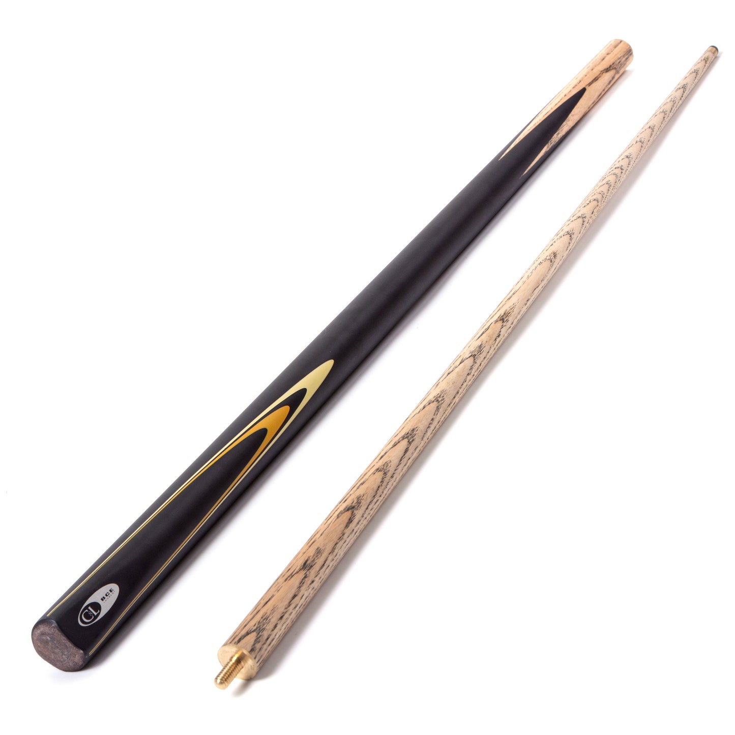 BCE Protege Series Christophe Lambert - 2 - 2 Piece Snooker/Pool Cue - 9.5mm Tip - 145cm - Black/Natural/Yellow