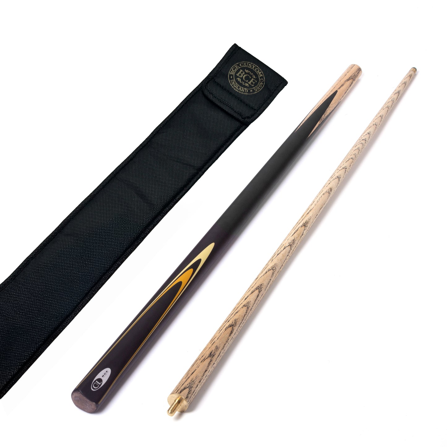 BCE Protege Series Christophe Lambert - 2 - 2 Piece Snooker/Pool Cue - 9.5mm Tip - 145cm - Black/Natural/Yellow