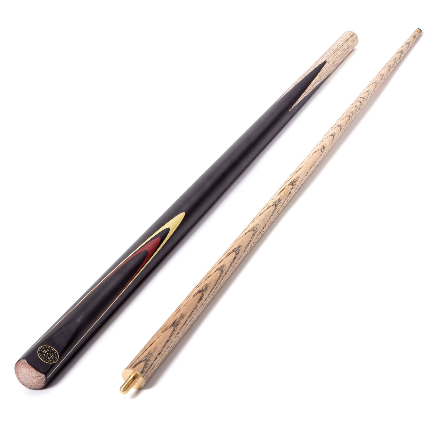 BCE Protege Series - 3 - 2 Piece Snooker/Pool Cue - 9.5mm Tip - 145cm - Black/Natural/Red
