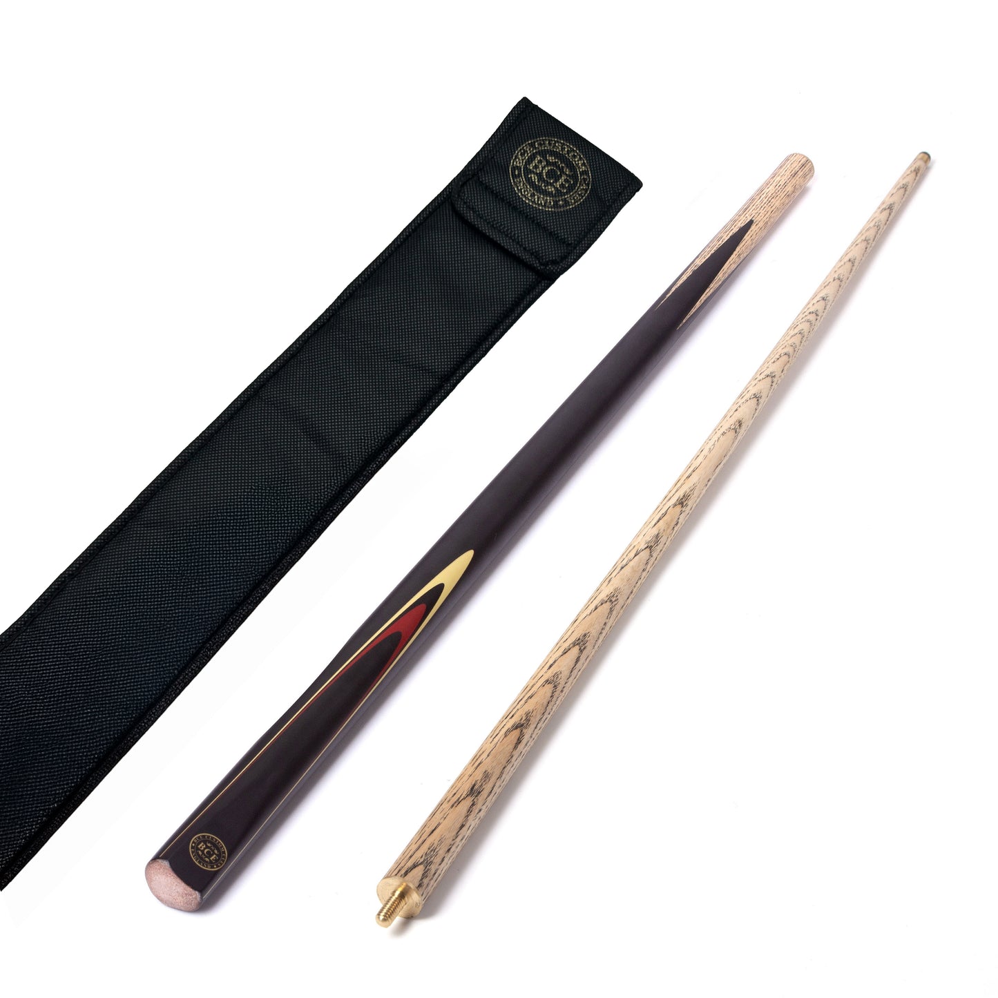 BCE Protege Series - 3 - 2 Piece Snooker/Pool Cue - 9.5mm Tip - 145cm - Black/Natural/Red