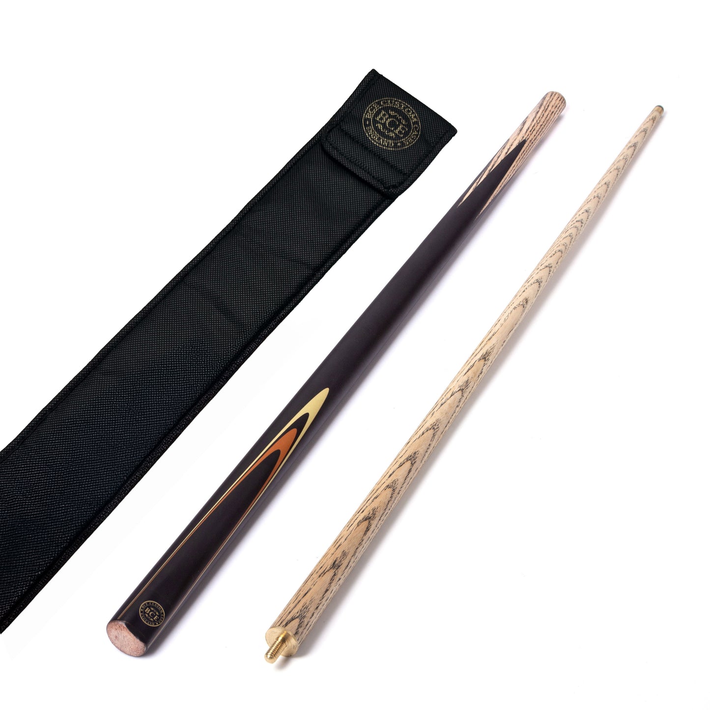 BCE Protege Series - 4 - 2 Piece Snooker/Pool Cue - 9.5mm Tip - 145cm - Black/Natural/Orange