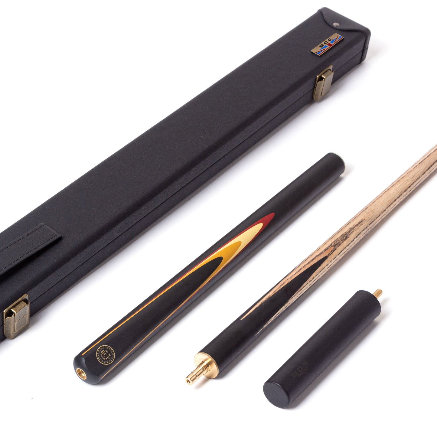 BCE Protege Series - 3/4 Cut Snooker/Pool Cue - 9.5mm Tip - 145cm - Black/Natural/Red/Cream/Orange