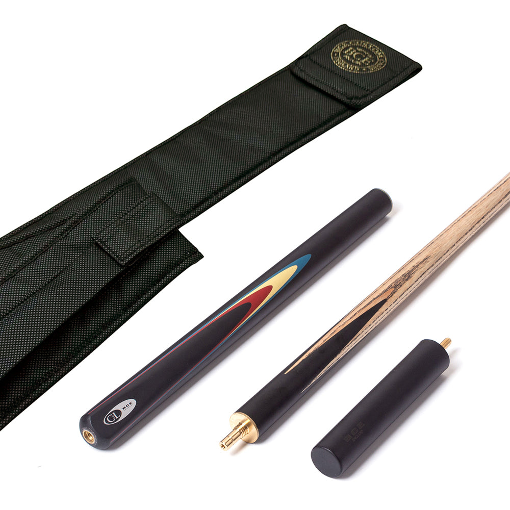 BCE Protege Series - Christophe Lambert - 3/4 Cut Snooker/Pool Cue - 9.5mm Tip - 145cm - Black/Natural/Blue/Cream/Red