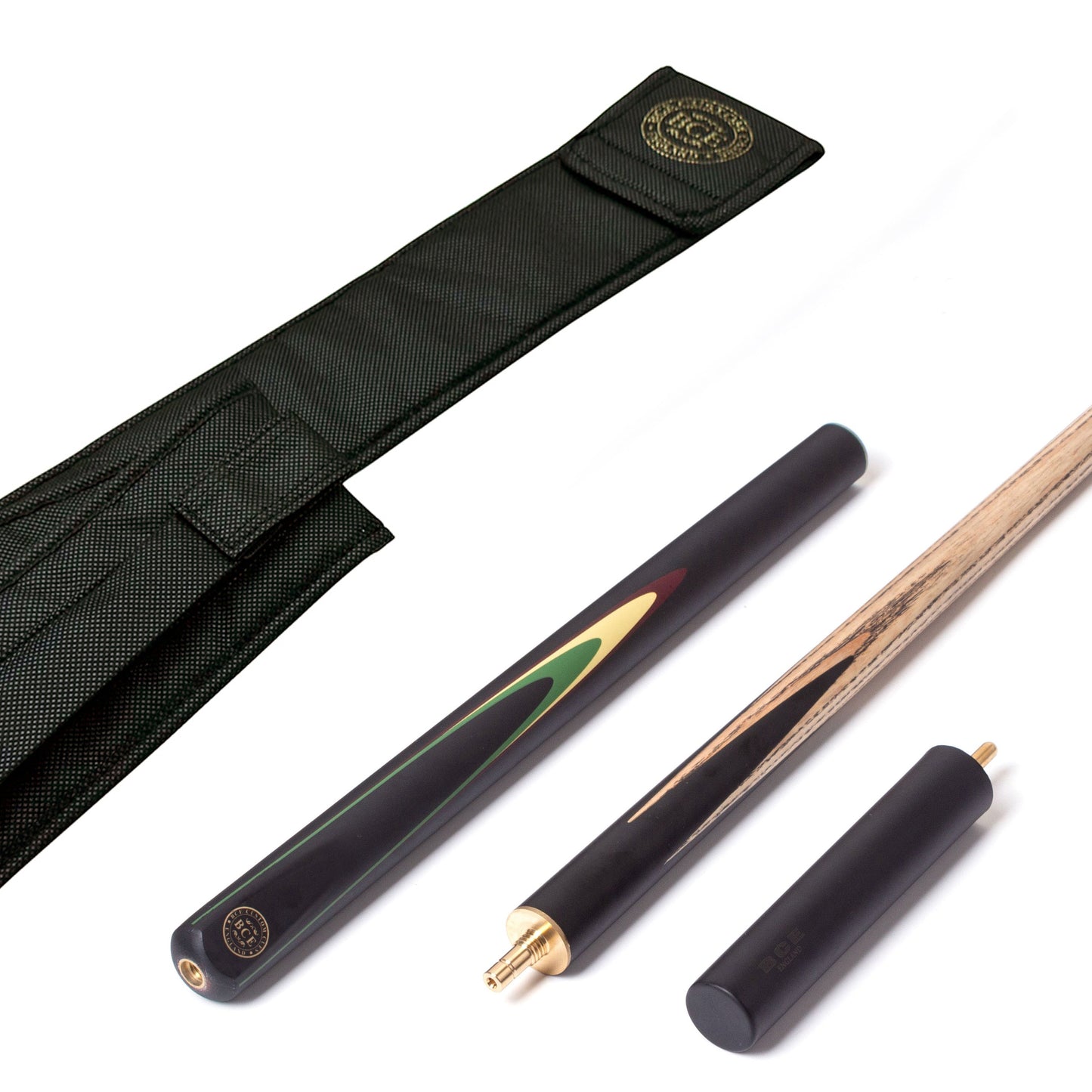 BCE Protege Series - 3/4 Cut Snooker/Pool Cue - 9.5mm Tip - 145cm - Black/Natural/Green/Cream/Burgundy