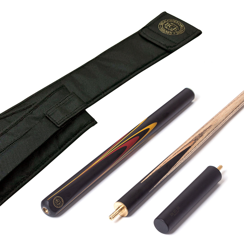 BCE Protege Series - 3/4 Cut Snooker/Pool Cue - 9.5mm Tip - 145cm - Black/Natural/Red/Orange
