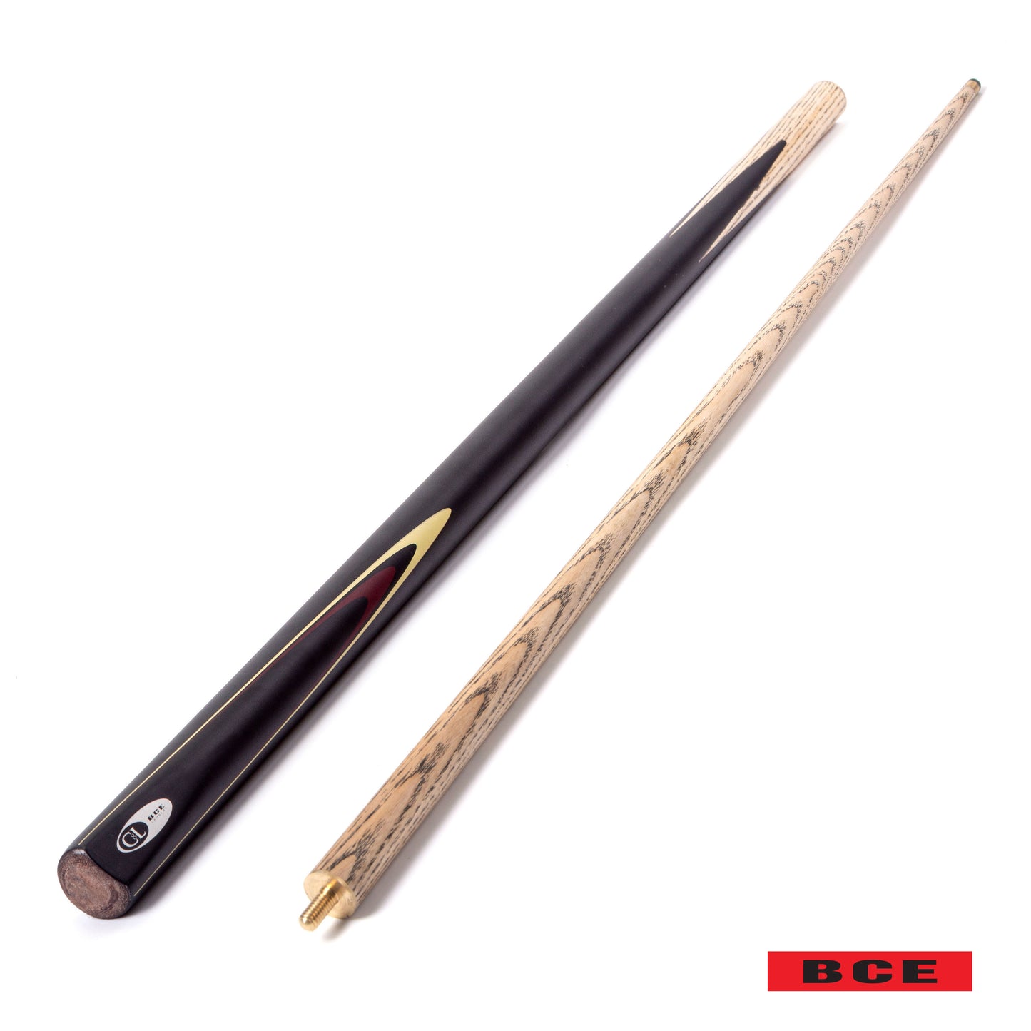 BCE Protege Series Christophe Lambert  - 1 - 2 Piece Snooker/Pool Cue - 9.5mm Tip - 145cm - Black/Natural/Burgundy