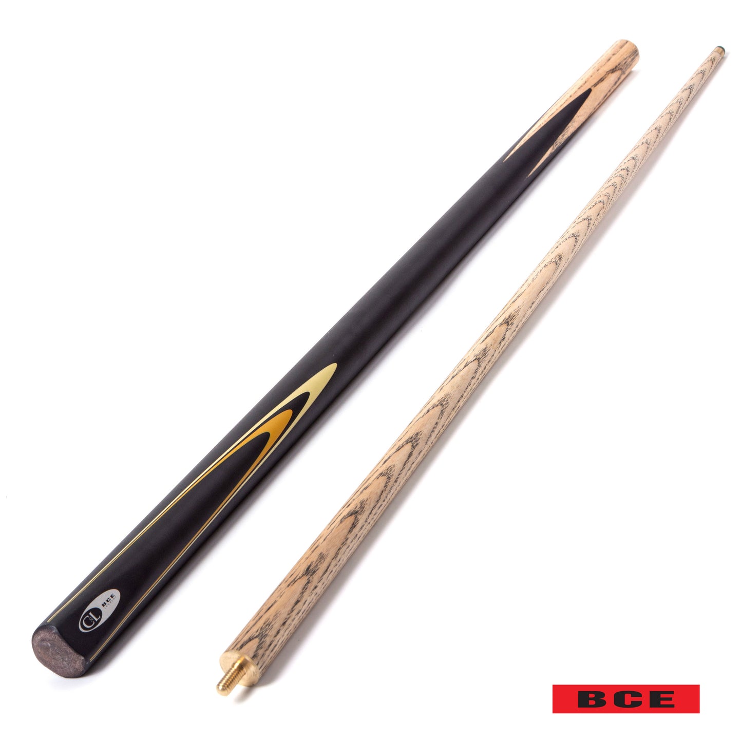 BCE Protege Series Christophe Lambert - 2 - 2 Piece Snooker/Pool Cue - 9.5mm Tip - 145cm - Black/Natural/Yellow