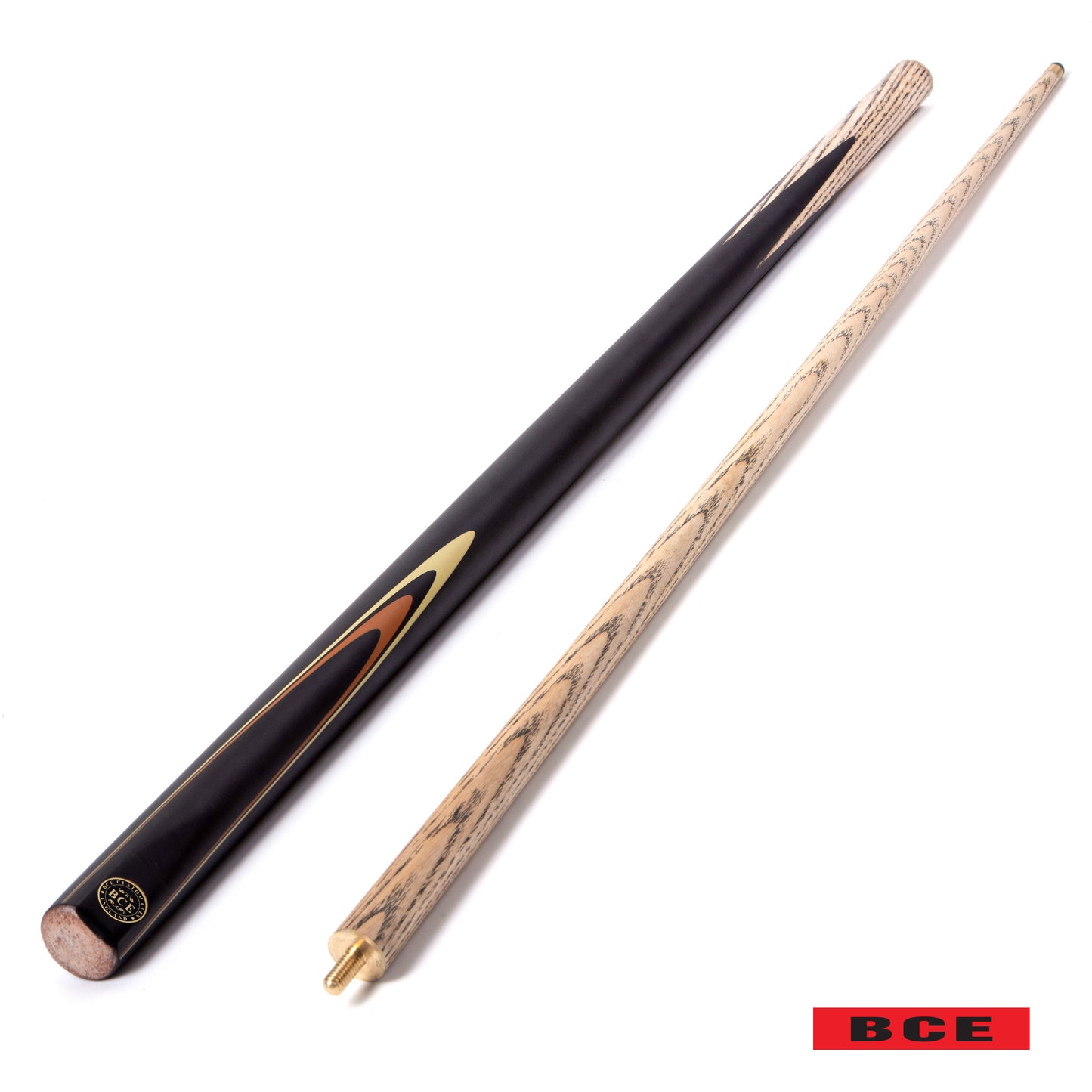 BCE Protege Series - 4 - 2 Piece Snooker/Pool Cue - 9.5mm Tip - 145cm - Black/Natural/Orange