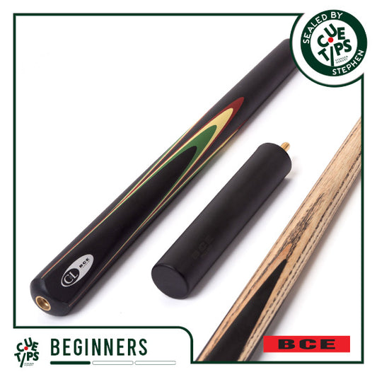 BCE Protege Series - Christophe Lambert - 3/4 Cut Snooker/Pool Cue - 9.5mm Tip - 145cm - Black/Natural/Red/Cream/Green