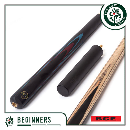 BCE Protege Series - 3/4 Cut Snooker/Pool Cue - 9.5mm Tip - 145cm - Black/Natural/Blue/Burgundy