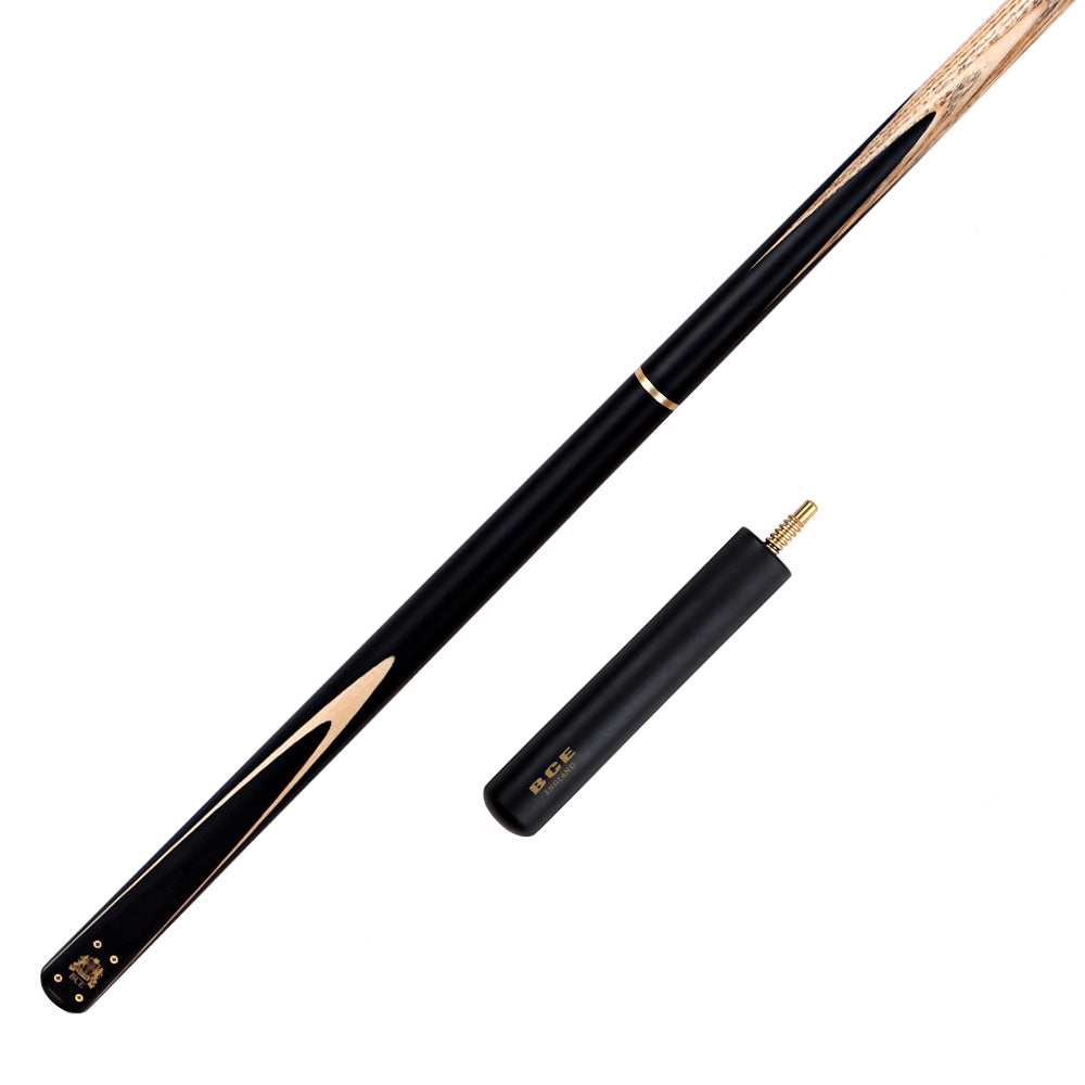 BCE 3 Piece Heritage Snooker Cue - 3/4 Cut Cue - Layered Ebonised Black Wood Butt - 9.5mm Tip - 145cm - Black/Natural