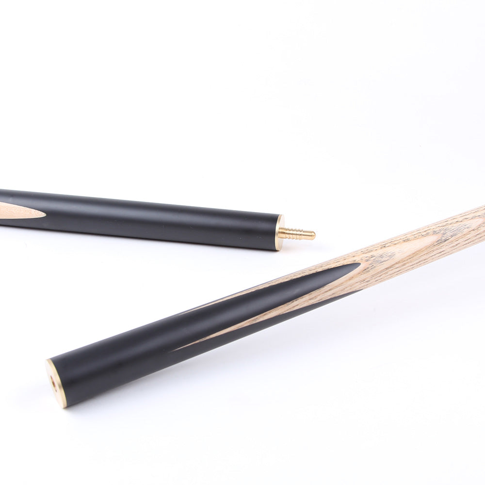 BCE 3 Piece Heritage Snooker Cue - 3/4 Cut Cue - Layered Ebonised Black Wood Butt - 9.5mm Tip - 145cm - Black/Natural
