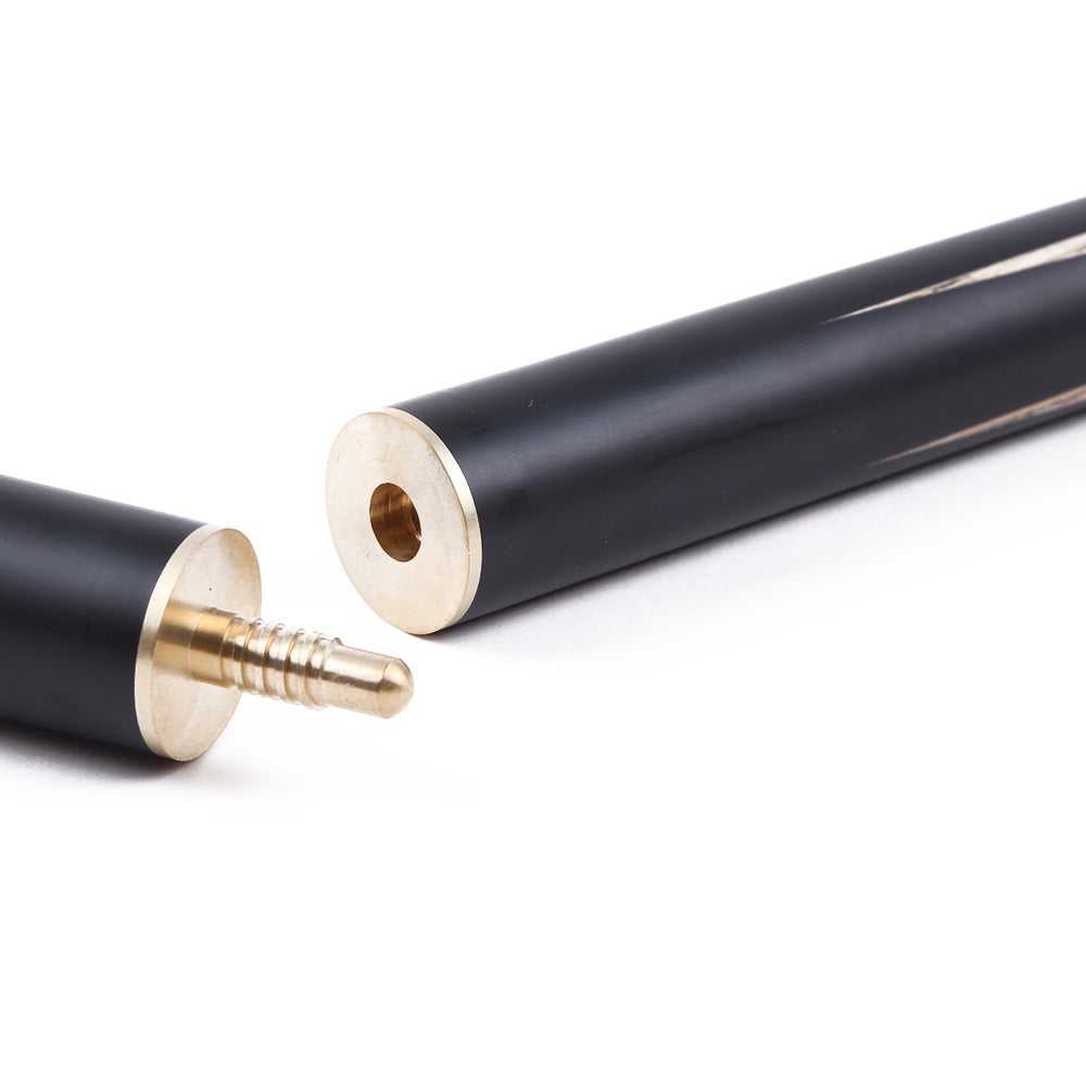 BCE 3 Piece Heritage Snooker Cue - 3/4 Cut Cue - Layered Ebonised Black Wood Butt - 9.5mm Tip - 145cm - Black/Natural/Purple