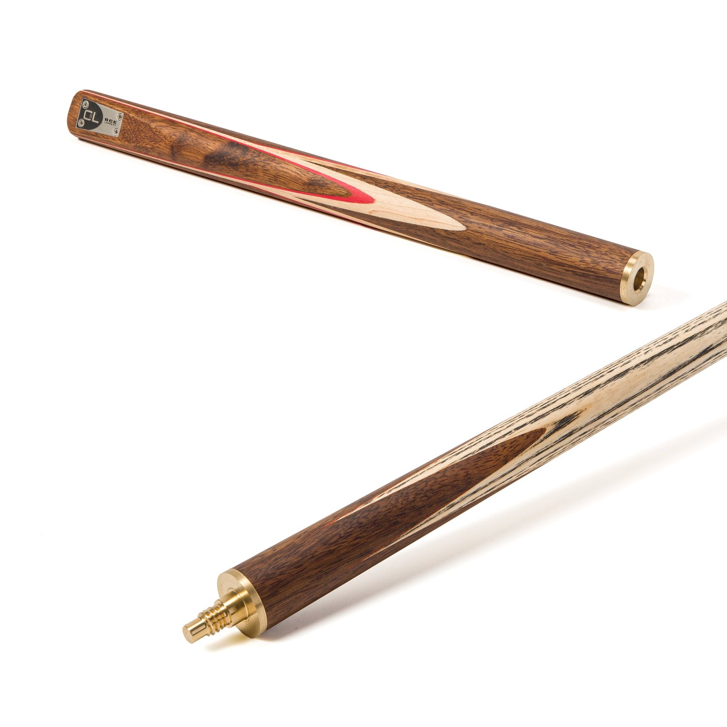 BCE C8L - 3 Piece English Pool Cue - 3/4 Cut Cue - Exotic Wood Butt with 9mm Tip - 145cm - Red/ Natural Wood