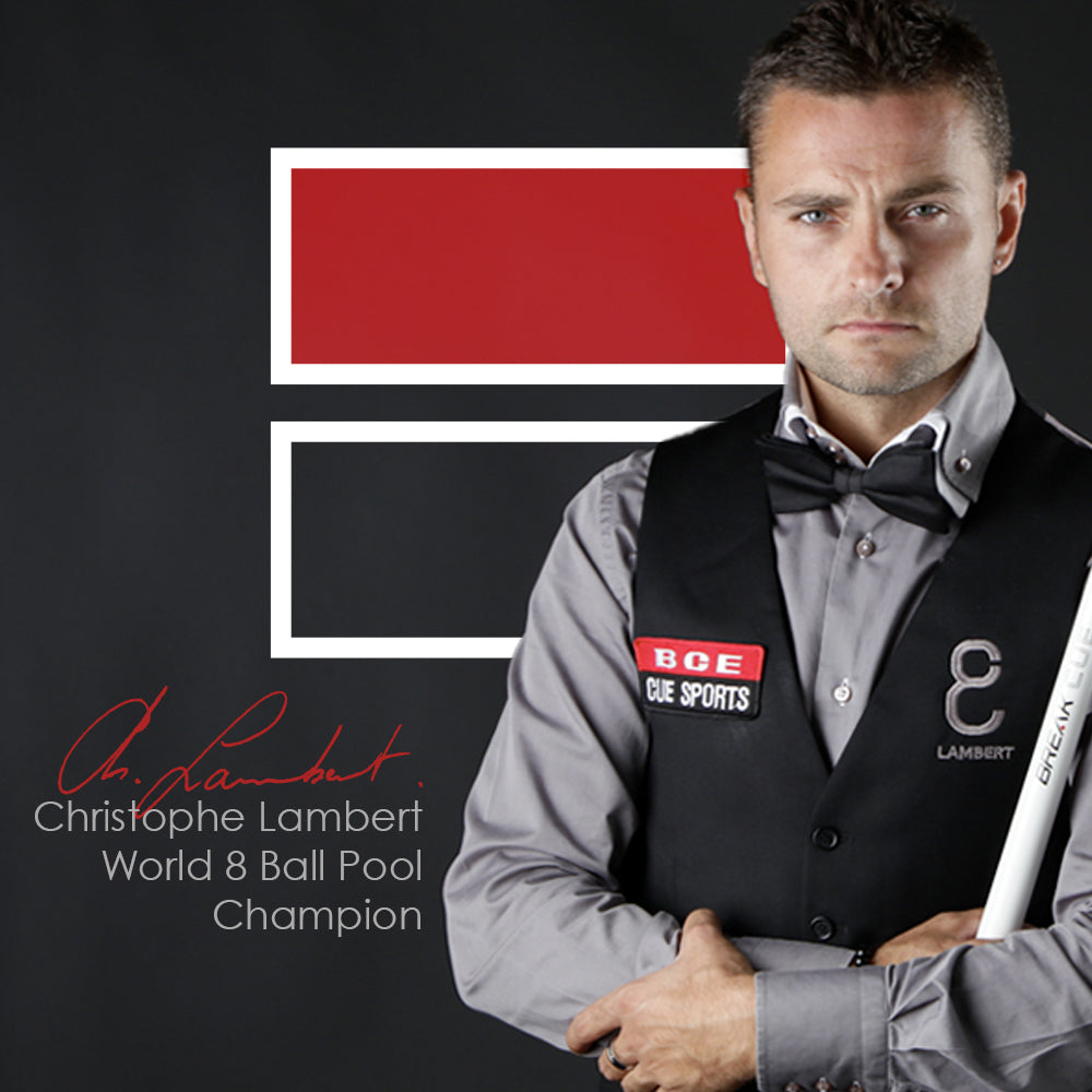 BCE C8L - 3 Piece English Pool Cue and Hard Case - 3/4 Cut Cue - Layered Ebonised Black Wood with 9mm Tip - 145cm - Black/ Orange/ Natural Wood