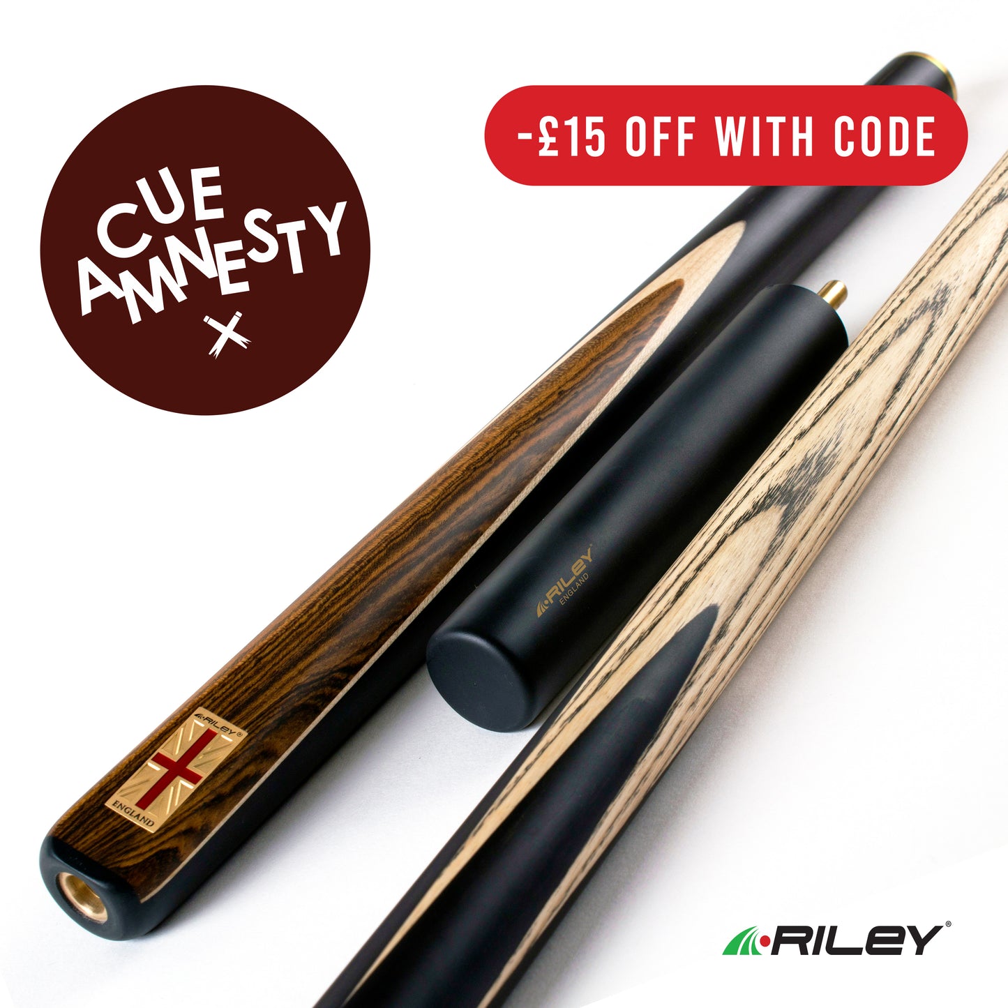 Riley England Series - 1 - 3/4 Cut Snooker/Pool Cue | Cue Amnesty Exclusive