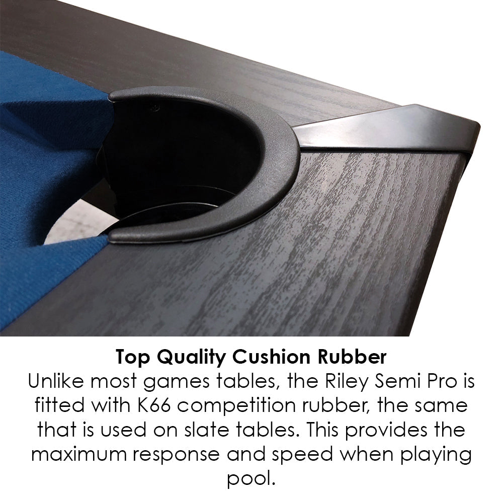 Riley 7ft 3-in-1 Semi Pro American Pool Table - Black Ash with Blue Cloth - Metal Frame - Free Table Tennis/Dining Top
