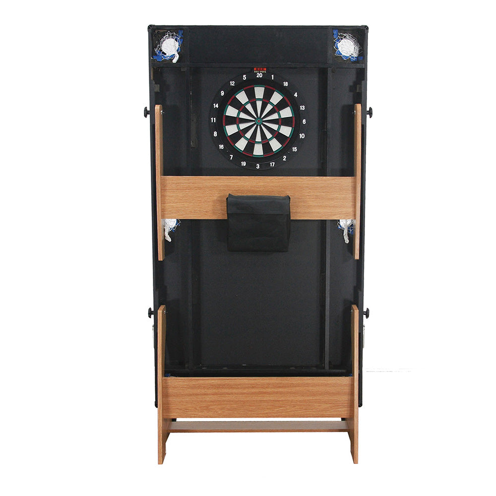 BCE 6ft Folding 3 in 1 Pool Table with Table Tennis Top and Dartboard - Blue Cloth/ Beech Finish - Folds Vertically