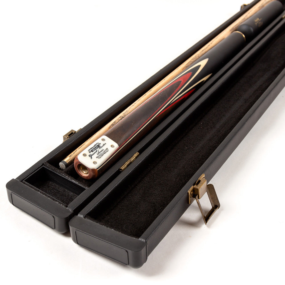 BCE 3 Piece Grand Master Snooker Cue - 3/4 Cut Cue - Layered Ebonised Black Wood Butt - 9.5mm Tip - 145cm - Black/ Red/ Natural