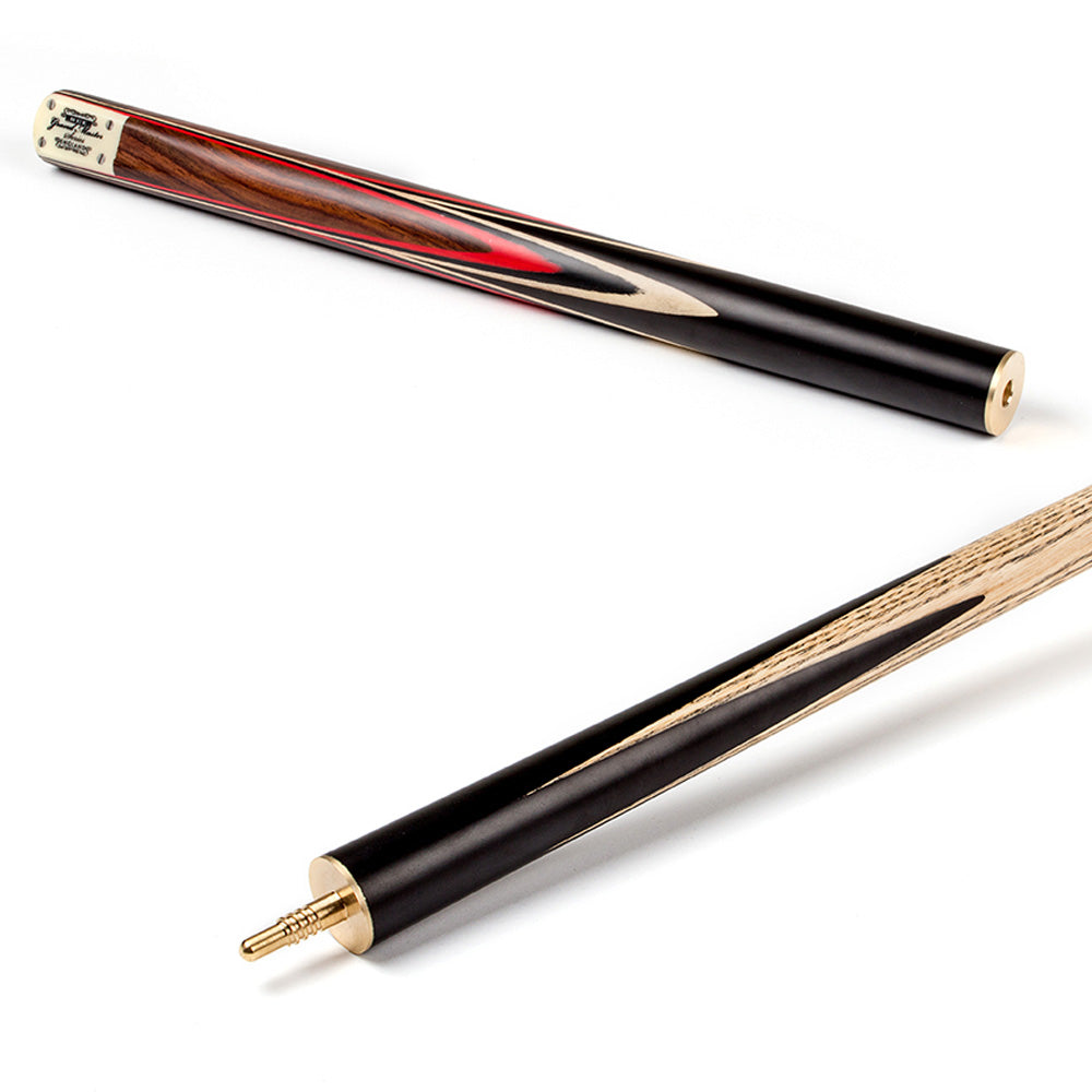 BCE 3 Piece Grand Master Snooker Cue - 3/4 Cut Cue - Layered Ebonised Black Wood Butt - 9.5mm Tip - 145cm - Black/ Red/ Natural