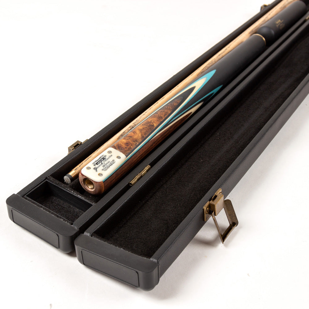 BCE 3 Piece Grand Master Snooker Cue - 3/4 Cut Cue - Layered Ebonised Black Wood Butt - 9.5mm Tip - 145cm - Black/ Blue/ Natural
