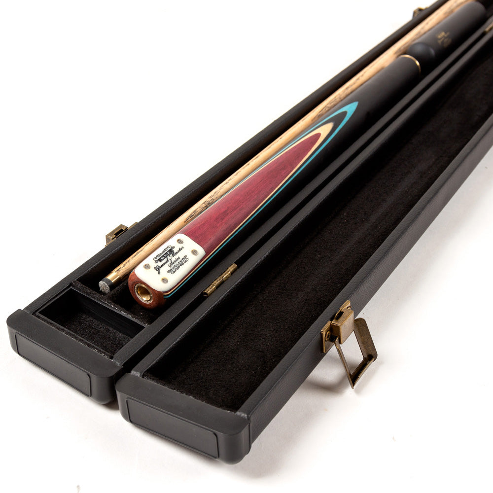 BCE 3 Piece Grand Master Snooker Cue - 3/4 Cut Cue - Layered Ebonised Black Wood Butt - 9.5mm Tip - 145cm - Black/Natural/ Blue
