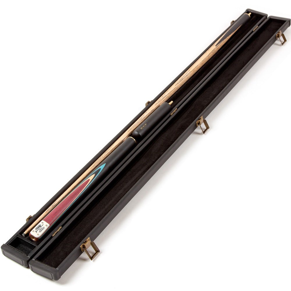 BCE 3 Piece Grand Master Snooker Cue - 3/4 Cut Cue - Layered Ebonised Black Wood Butt - 9.5mm Tip - 145cm - Black/Natural/ Blue