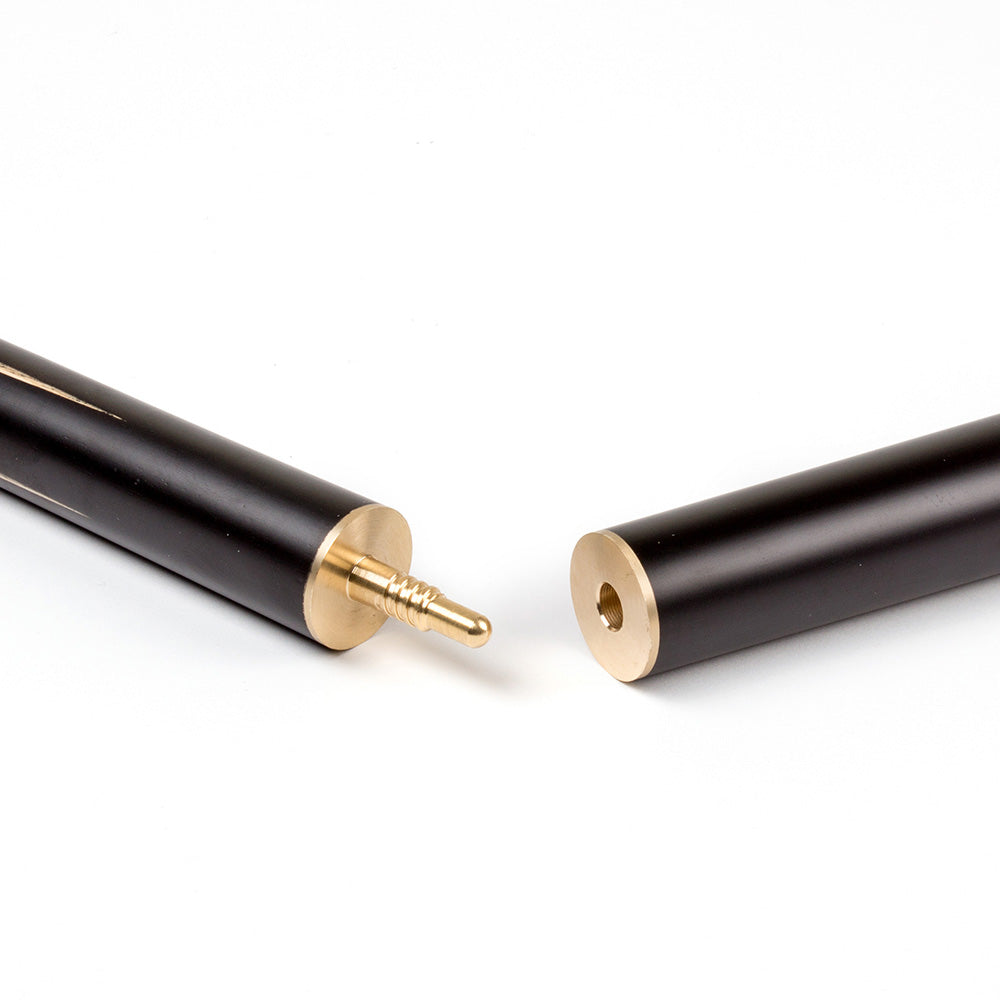 BCE 3 Piece Grand Master Snooker Cue - 3/4 Cut Cue - Layered Ebonised Black Wood Butt - 9.5mm Tip - 145cm - Black/Natural/ Blue