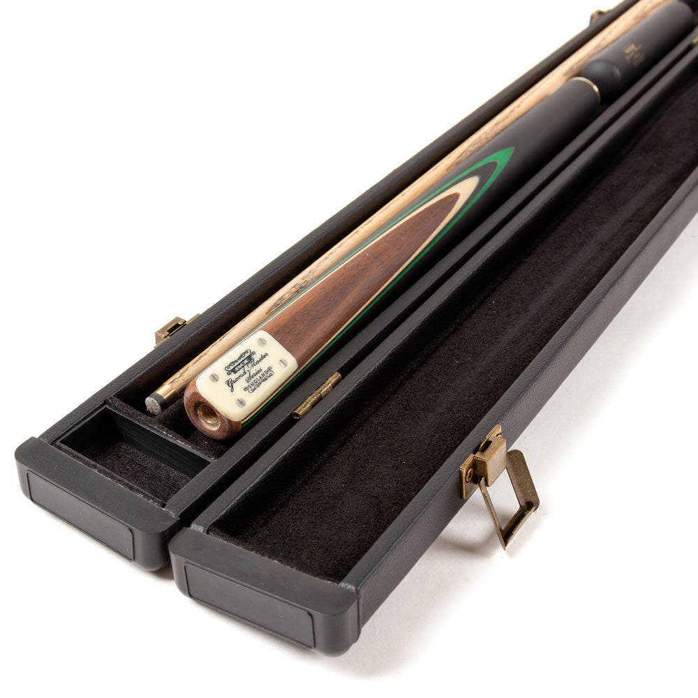 BCE 3 Piece Grand Master Snooker Cue and Hard Case 3/4 Cut- Layered Ebonised Black Wood Butt  - 9.5mm Tip - 145cm - Black/Natural/ Green