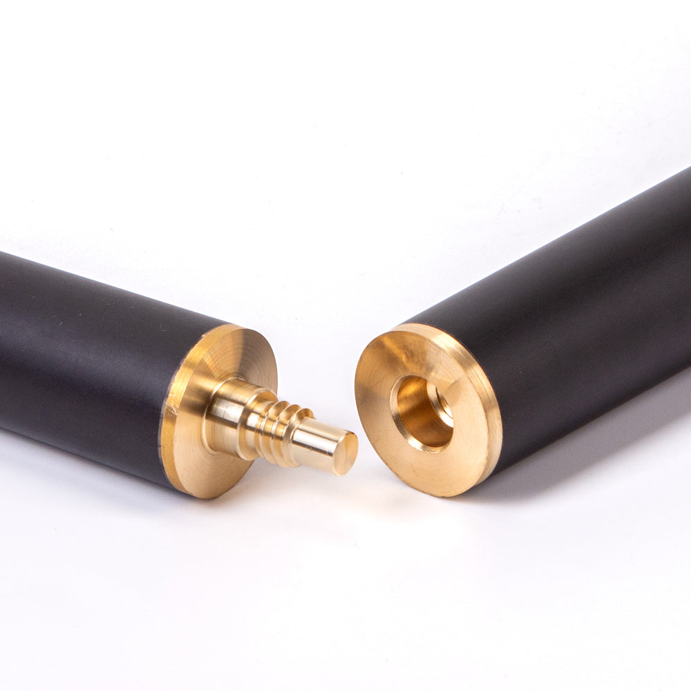 BCE Black Series - 3 Piece Snooker Cue - 3/4 Cut Cue - Layered Ebonised Black Wood Butt - 9.5mm Tip - 145cm - Black/ Black and White Marbleised Resin