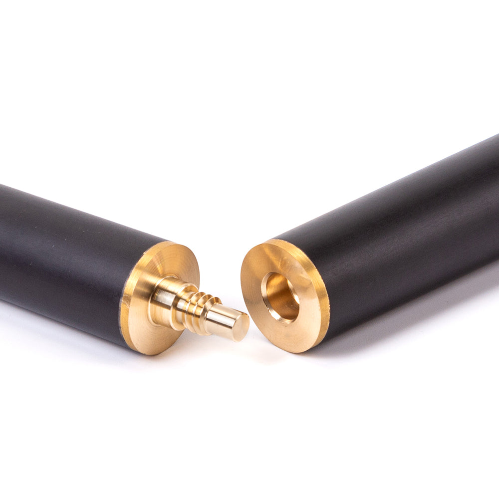 BCE Black Series - 3 Piece Snooker Cue - 3/4 Cut Cue - Layered Ebonised Black Wood Butt - 9.5mm Tip - 145cm - Black/ Green and White Marbleised Resin