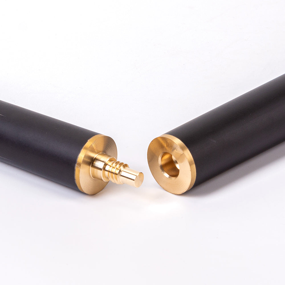 BCE Black Series - 3 Piece Snooker Cue - 3/4 Cut Cue - Layered Ebonised Black Wood Butt - 9.5mm Tip - 145cm - Black/ Blue and White Marbleised Resin