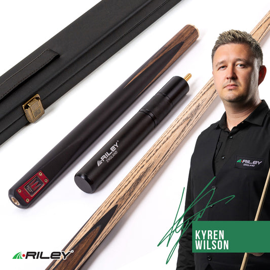 Riley Royal Series - 2 - 3 Piece Snooker Cue - 3/4 Cut - Layered Ebonised Black Wood Butt - 9.5mm Tip - 145cm - Black/Natural Teak Wood