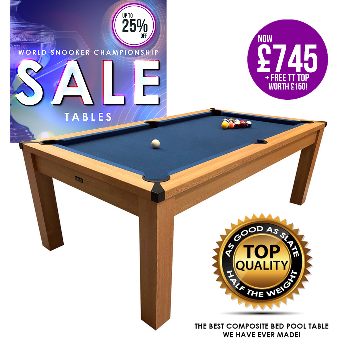 Riley Semi Pro 7ft American Pool Table - Oak