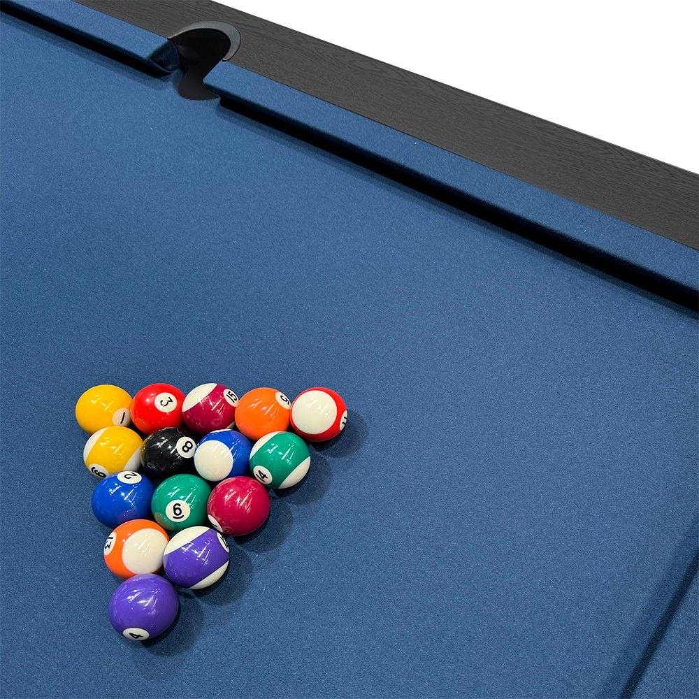Riley 7ft 3-in-1 Semi Pro American Pool Table - Black Ash with Blue Cloth - Metal Frame - Free Table Tennis/Dining Top