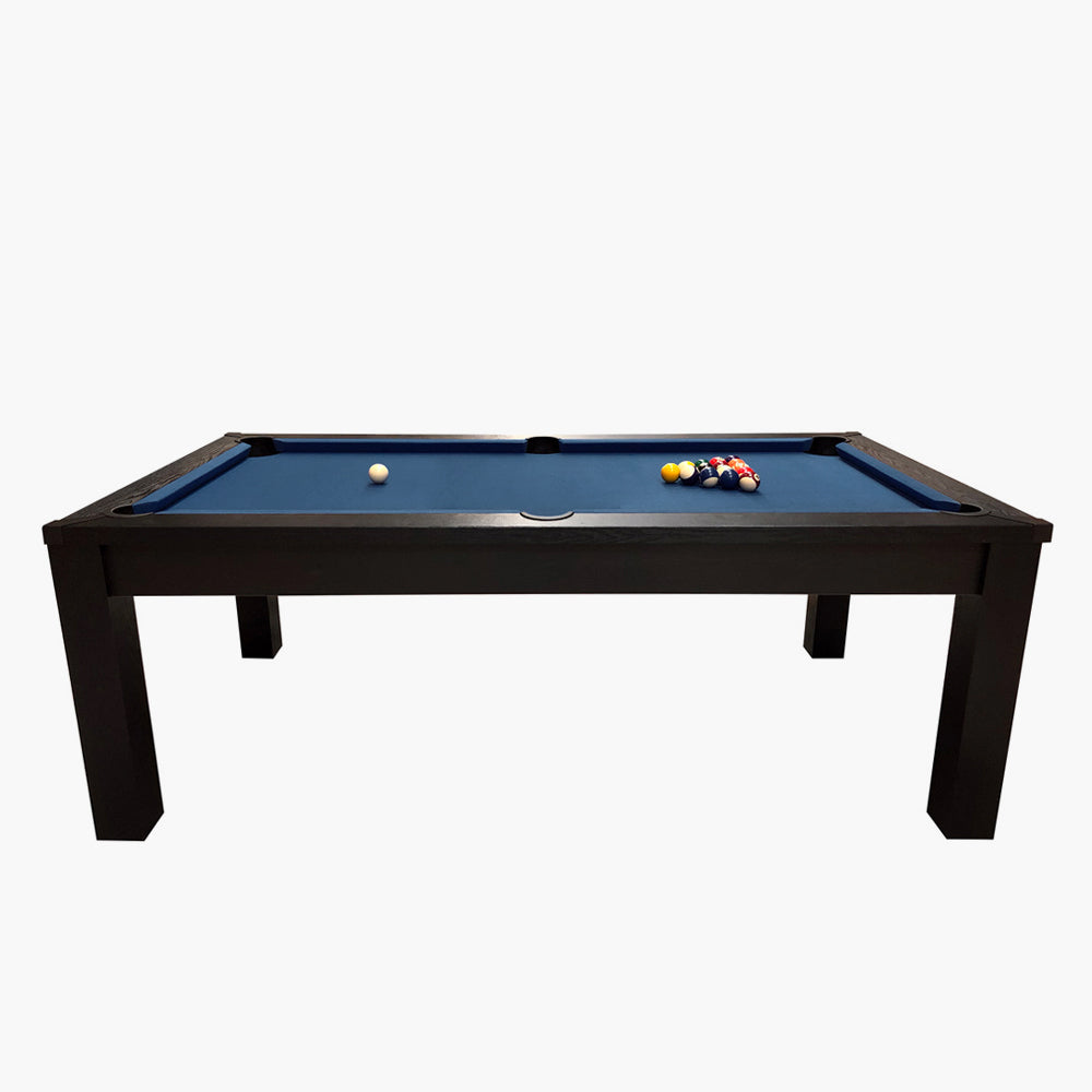 Riley 7ft 3-in-1 Semi Pro American Pool Table - Black Ash with Blue Cloth - Metal Frame - Free Table Tennis/Dining Top