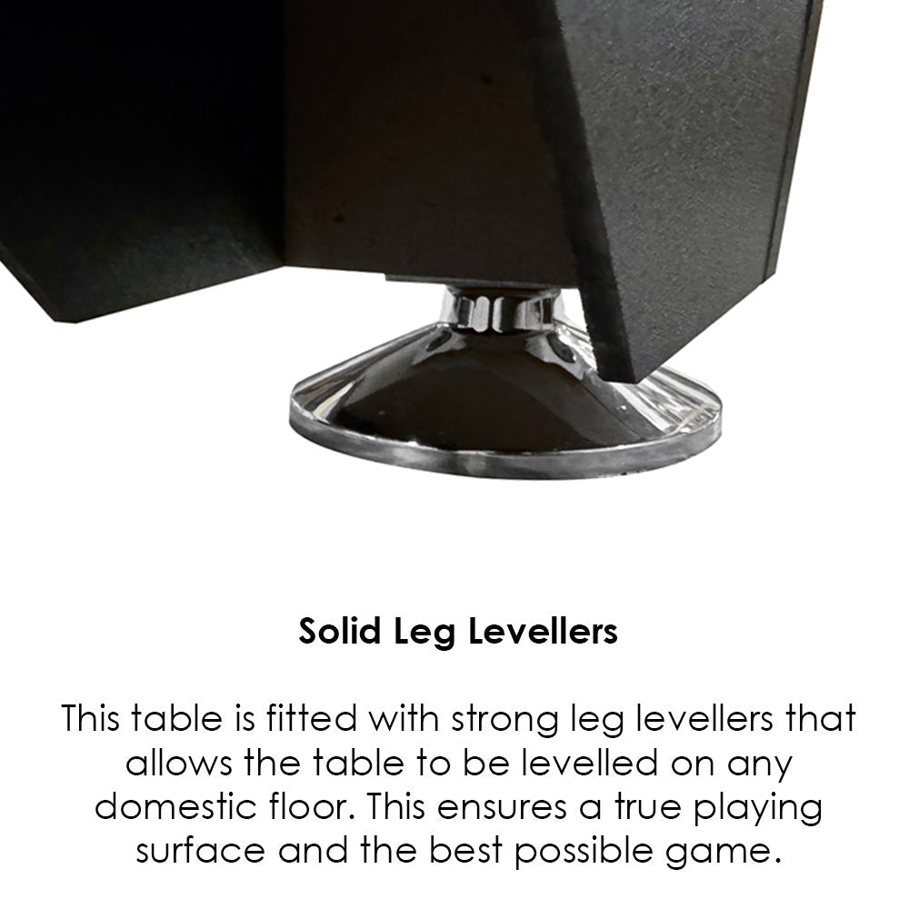 BCE 6ft American Pool Table - Black/Wood Effect with Blue Cloth - Fixed Leg - Ball Return System
