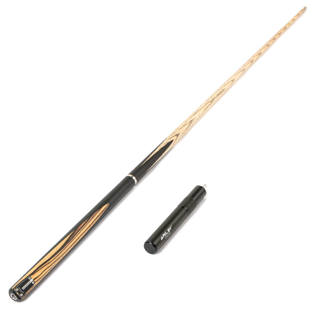 Riley Elegance - 3 Piece Snooker Cue - 3/4 Cut Cue - Layered Ebonised Black Wood Butt - 9.5mm Laminated Tip - 145cm - Black/ Natural White Ebony Front Splice