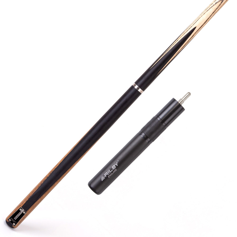 Riley Elegance - 3 Piece Snooker Cue - 3/4 Cut Cue - Layered Ebonised Black Wood Butt - 9.5mm Laminated Tip - 145cm - Black/ Natural Golden Sandal Wood Side Splicing