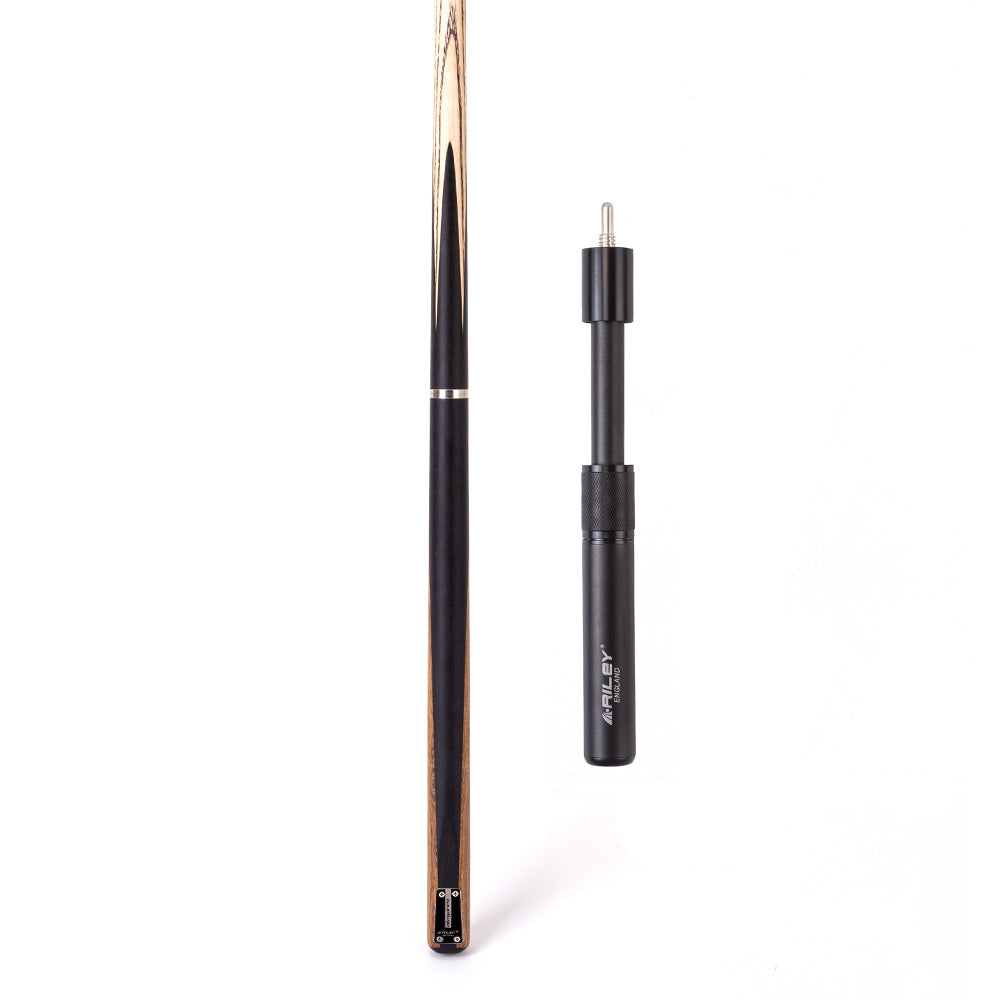 Riley Elegance - 3 Piece Snooker Cue - 3/4 Cut Cue - Layered Ebonised Black Wood Butt - 9.5mm Laminated Tip - 145cm - Black/ Natural Golden Sandal Wood Side Splicing
